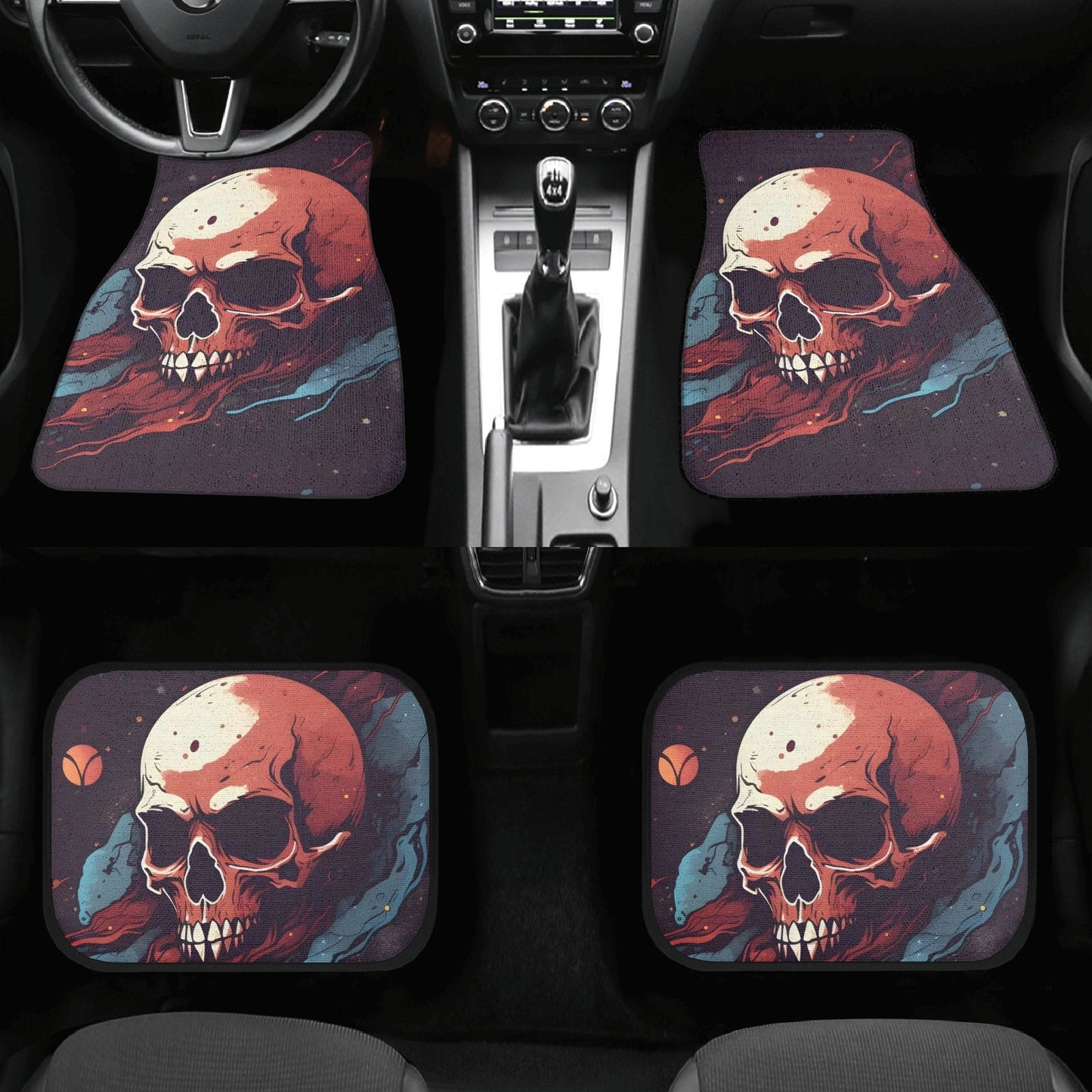 Goth car seat cushion cover, gothic skull car accessories, flower skull car seat cover, biker skull car seat protector, biker skull car seat