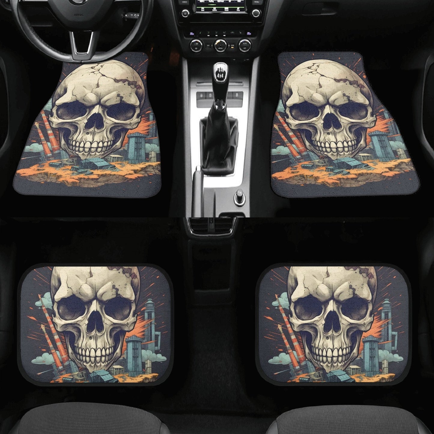 Halloween car seat cushion cover, skull in fire car seat tool, goth cover cushion accessories for Cars, gothic skull car seat cover car mat