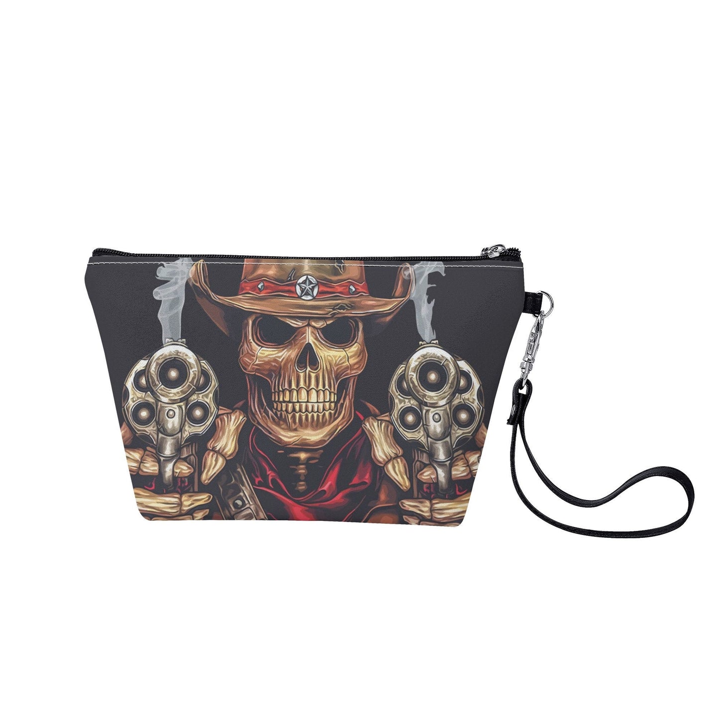 Flaming skull cosmetic wallet, flower skull shoulder bag, evil cosmetic wallet, flame skull purse, grim reaper cosmetic wallet, horror bags