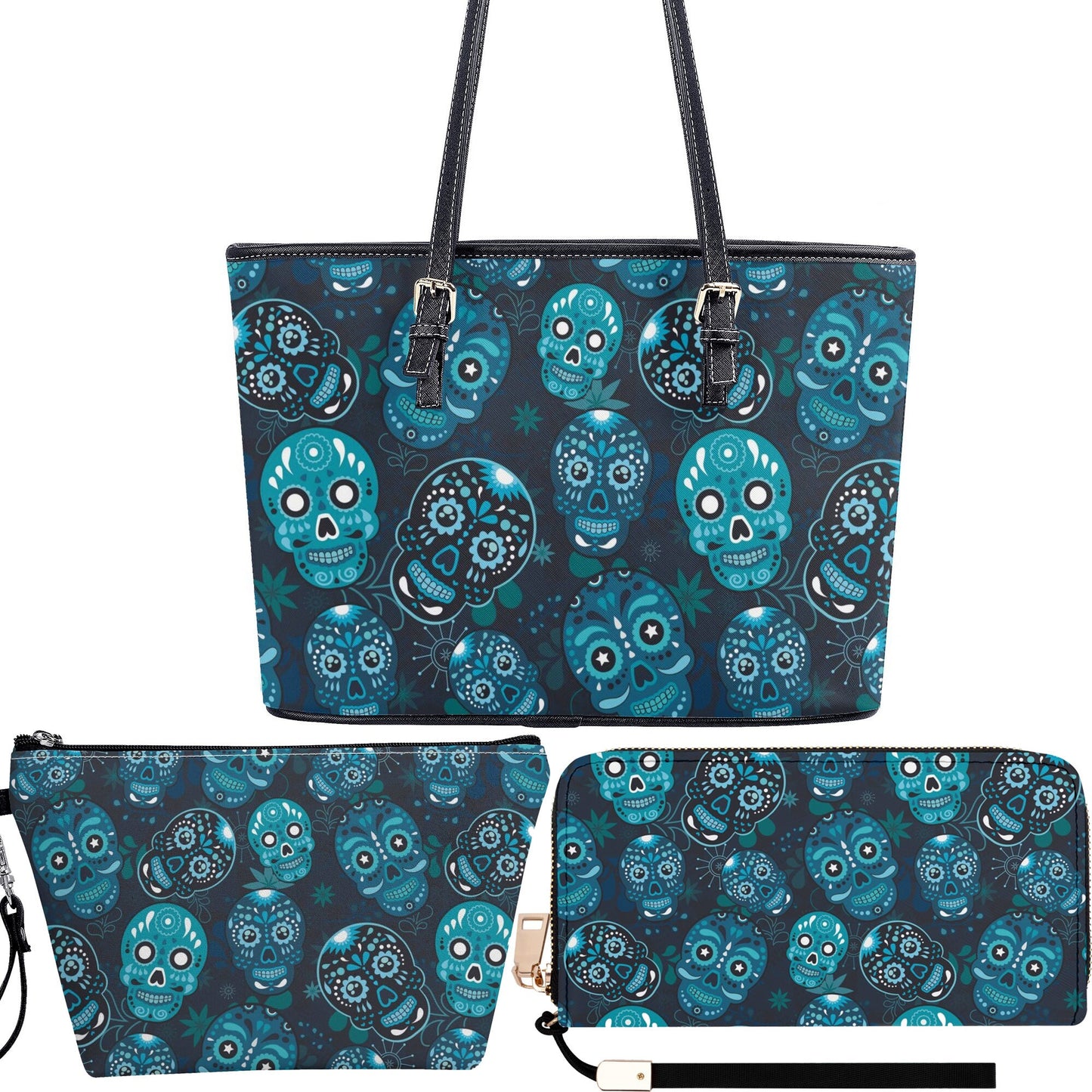 Candy skull travel bag, dia de los muertos skull handbag, floral sugar skull long wallet, cinco de mayo skull wallet, calaveras skull bags