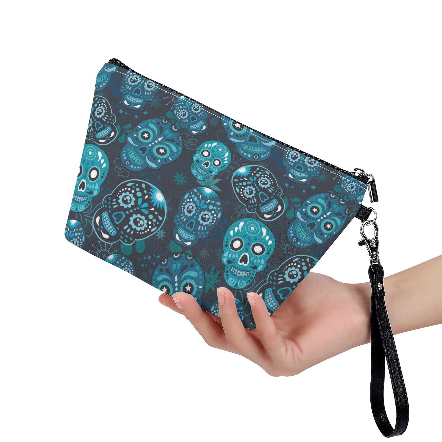 Candy skull travel bag, dia de los muertos skull handbag, floral sugar skull long wallet, cinco de mayo skull wallet, calaveras skull bags