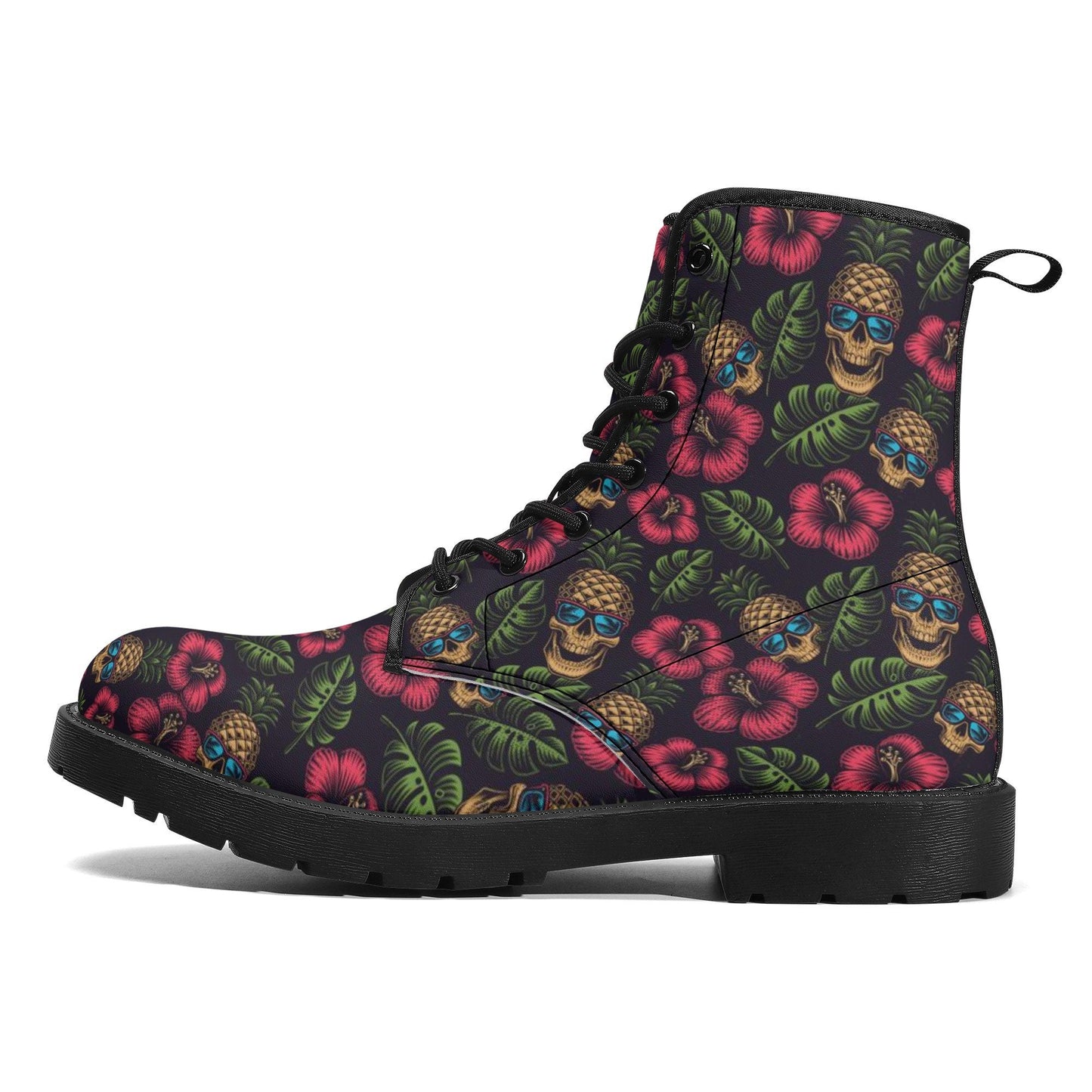 Floral skull boots, grim reaper winter boots, goth unisex boots, grim reaper fashion leather boots, halloween unisex shoes flame skull boots