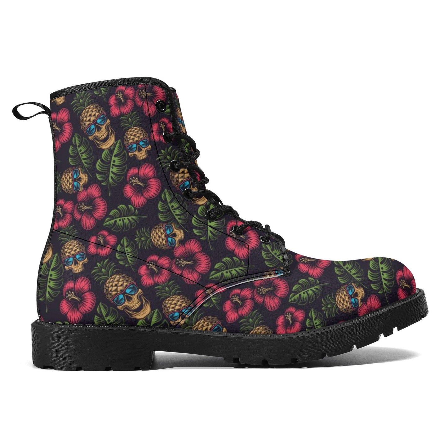 Floral skull boots, grim reaper winter boots, goth unisex boots, grim reaper fashion leather boots, halloween unisex shoes flame skull boots