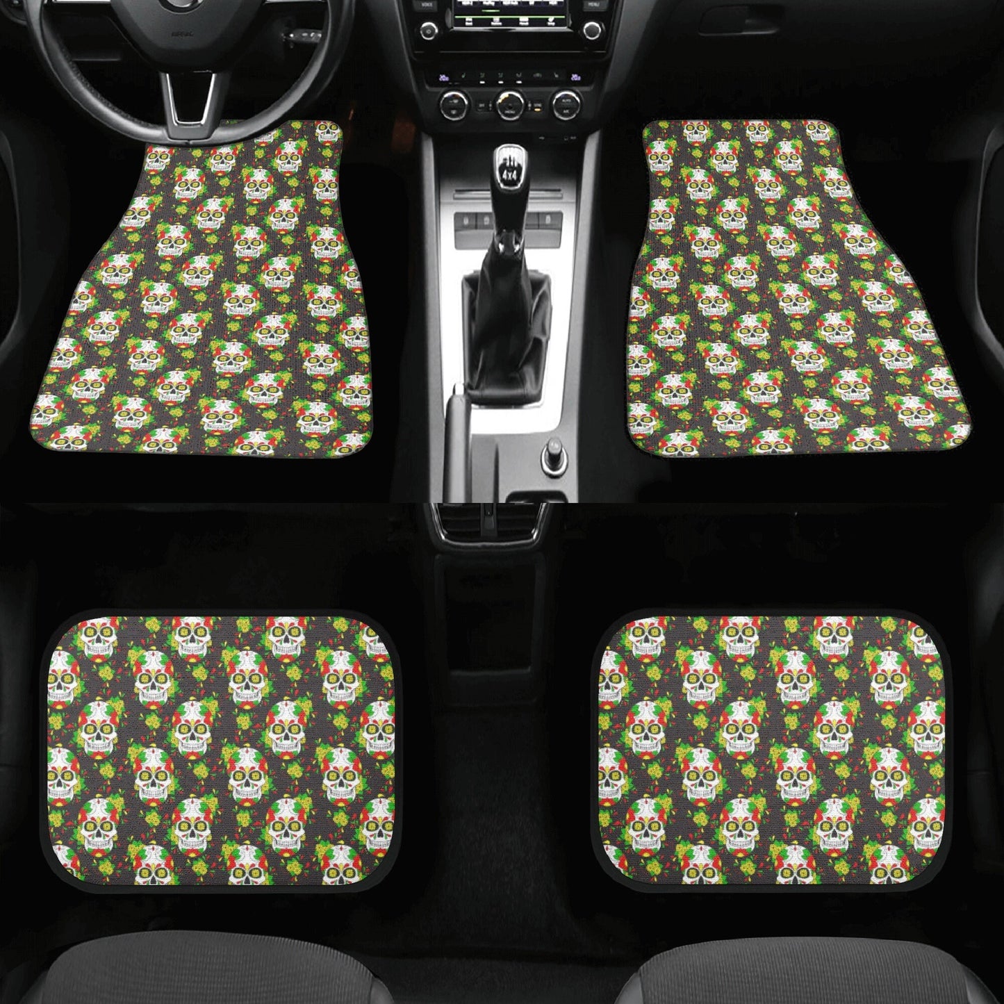 Floral sugar skull seat cover for car, mexican skull car rug, cinco de mayo skull seat cover protector, cinco de mayo skull car accessories