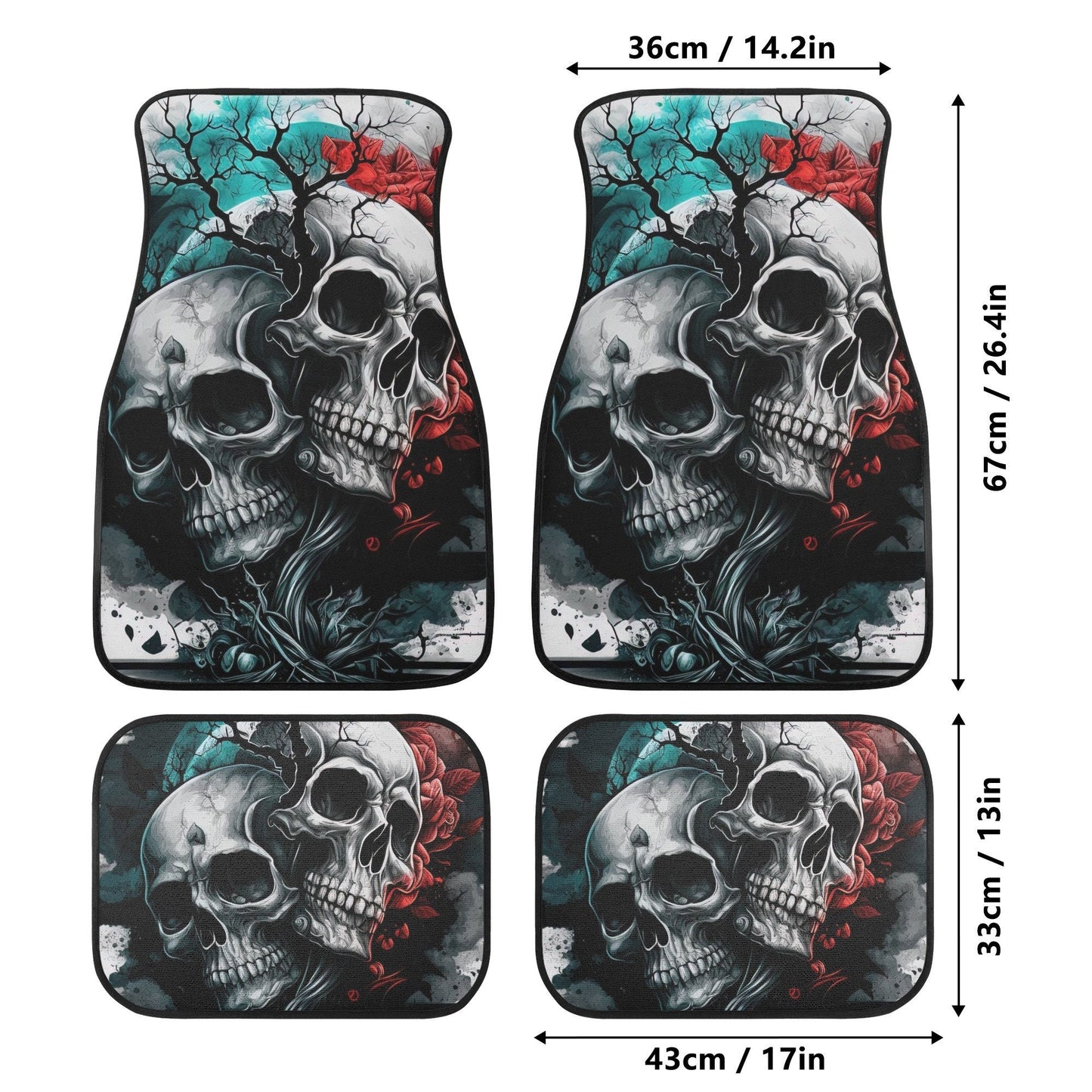 Rose skull mat for car, flame skull mat for vehicles grim reaper seat cover for car christmas skull slip-on seat covers, flame skull car mat