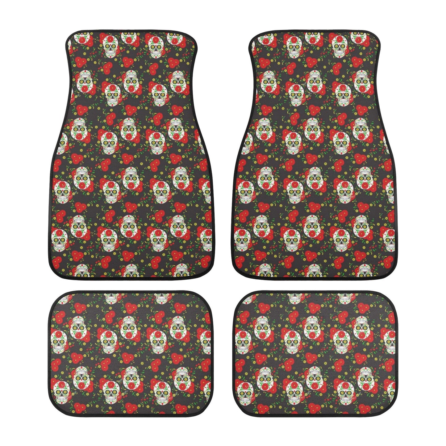 Rose skull rug for car, halloween car seat cover, christmas skull car seat cover full set, horror mat for car, skull rug for car, horror mat