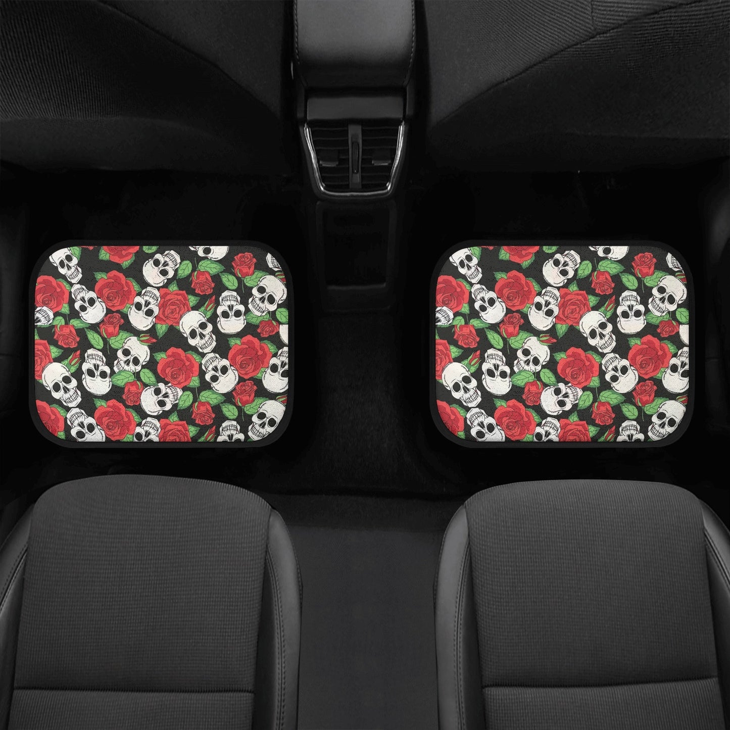 Flower skull seat cover for truck, flame skull seat cover protector, punisher skull car accessories, skeleton car accessories floor mats set