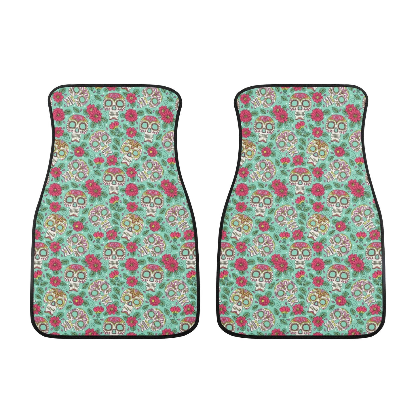 Sugar skull car seat protector, sugar skull car mat flooring, floral skull car floor mat, floral skull car tool, floral skull car seat cover