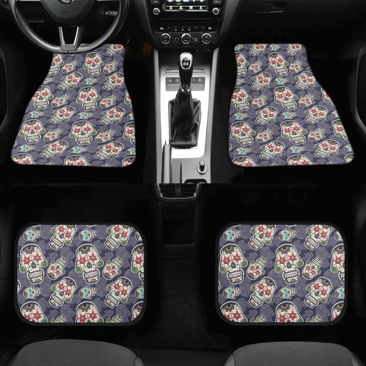 Floral sugar skull car seat protector cover cinco de mayo skull seat cover for car mexican skull car protector, sugar skull girl rug for car