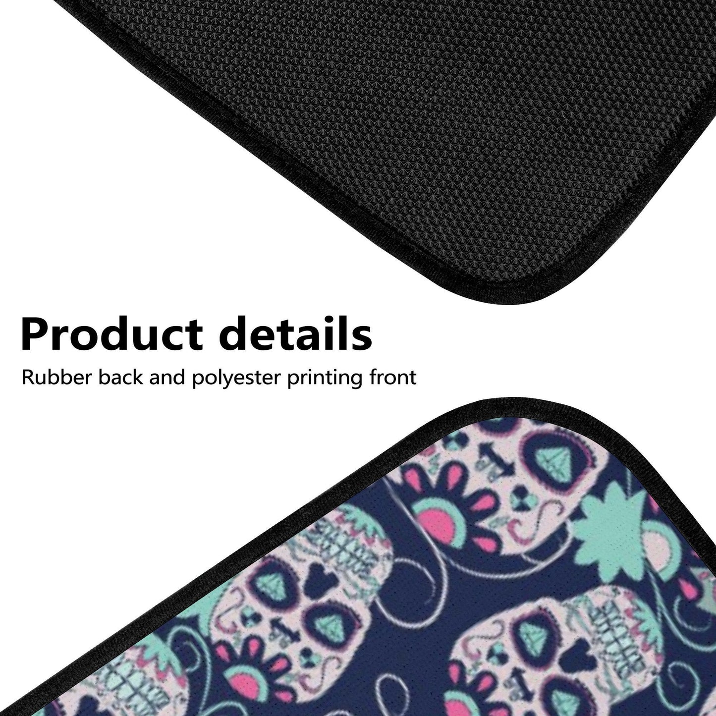 Floral sugar skull cover cushion accessories for Cars, floral sugar skull car floor mat, sugar skull girl car seat cushion cover car mat set