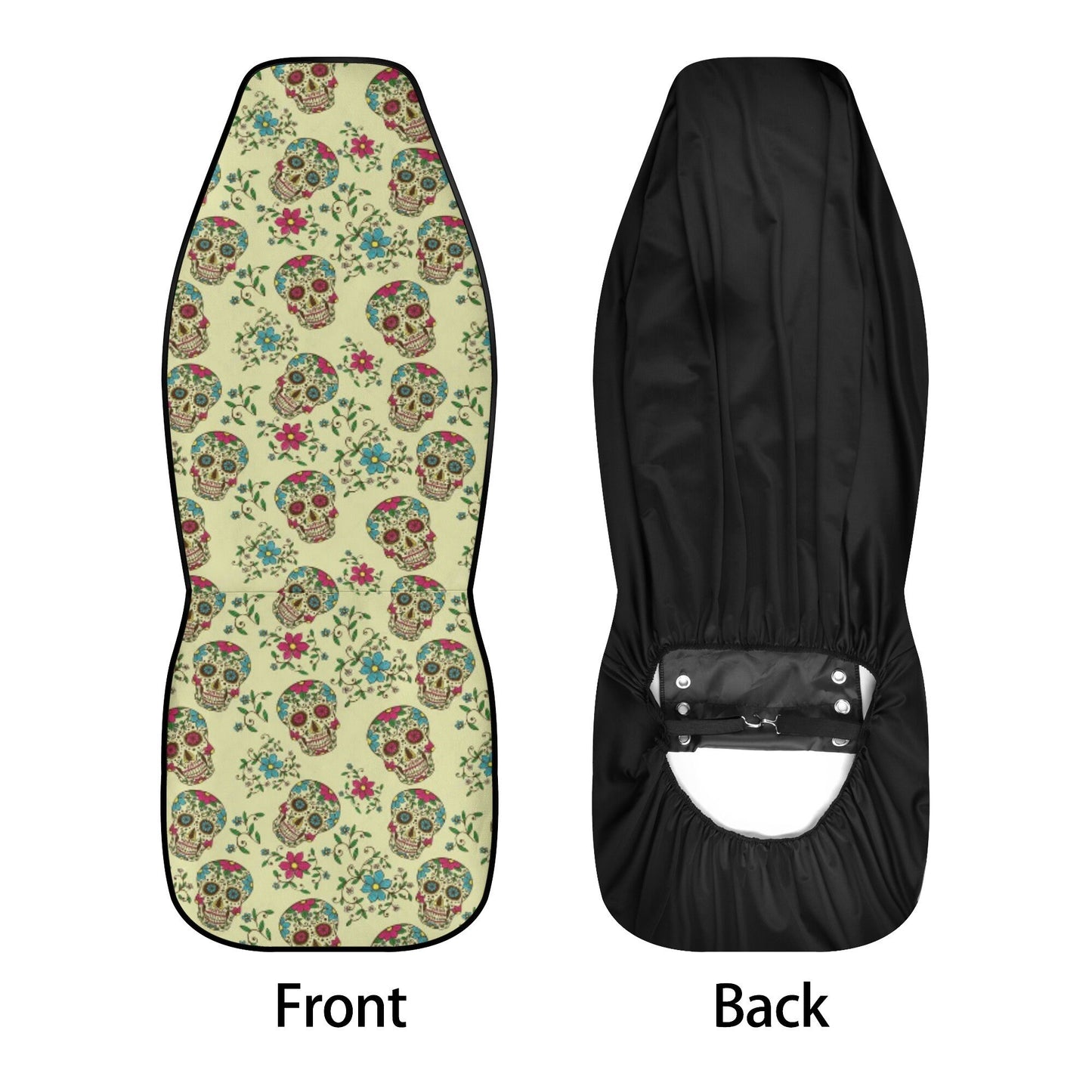 Floral sugar skull truck seat cover, mexican skull rug for car, day of the dead seat cover for car, day of the dead car seat cushion covers