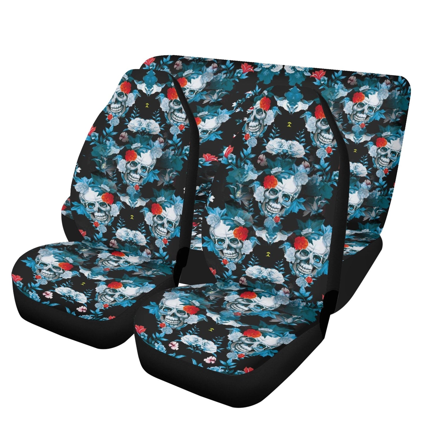 Skull seat cover for truck, flame skull seat cover for truck, skeleton car rug, flame skull car protector goth car rug, skull floral car mat