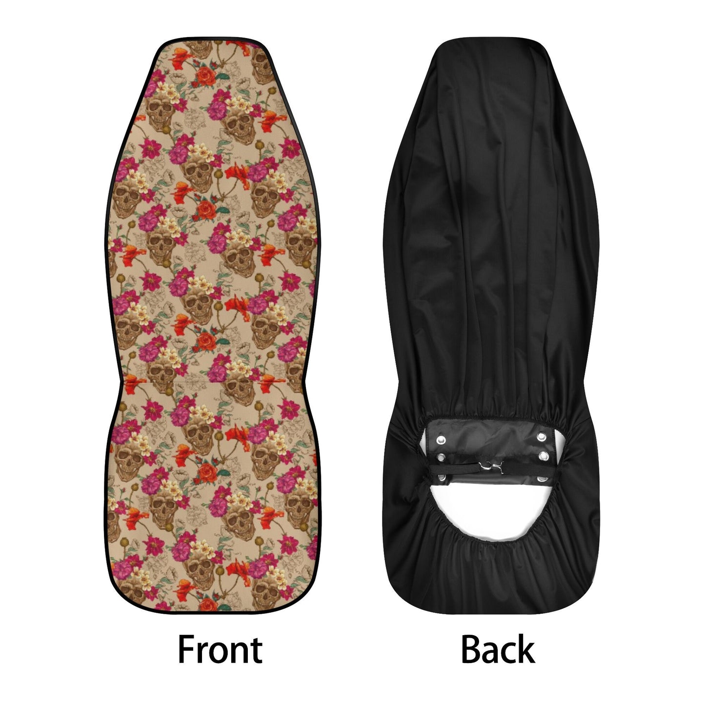 Floral skull cover cushion accessories for Cars, punisher skull seat cover protector, grim reaper rug mat for car, flame skull car floor mat