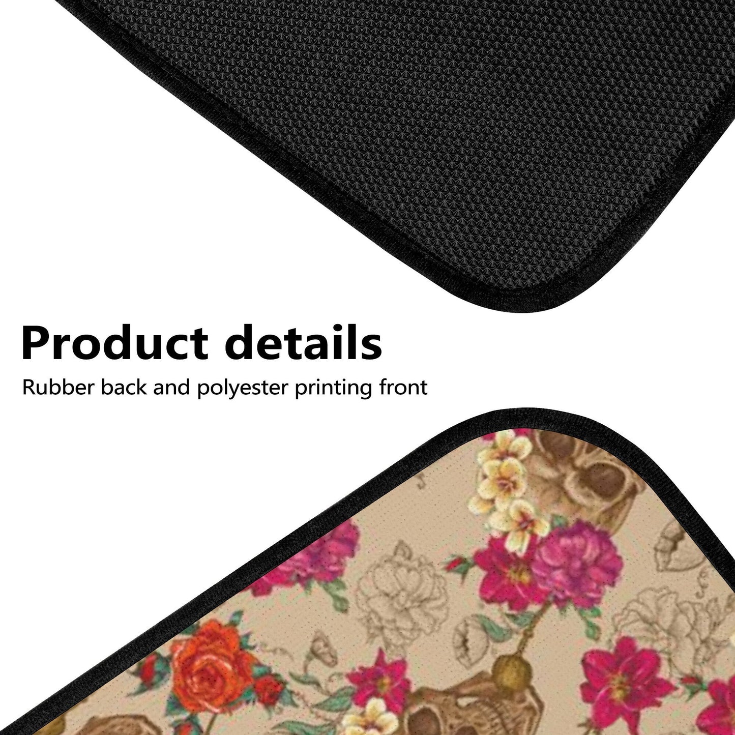 Floral skull cover cushion accessories for Cars, punisher skull seat cover protector, grim reaper rug mat for car, flame skull car floor mat