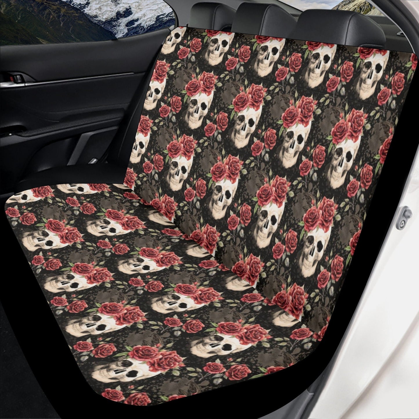Floral car seat cover, death skull car accessories skull car seat cover flame skull car seat protector cover, christmas skull car seat cover