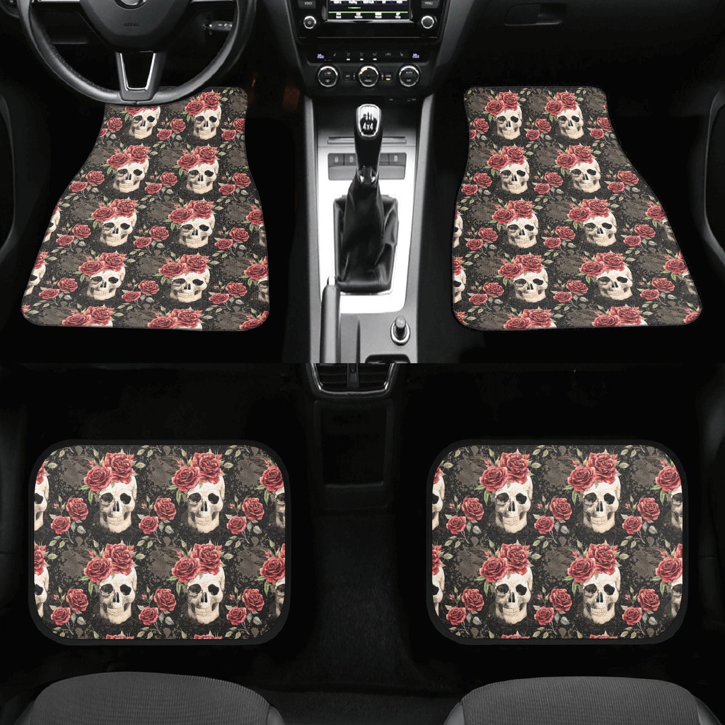 Floral car seat cover, death skull car accessories skull car seat cover flame skull car seat protector cover, christmas skull car seat cover