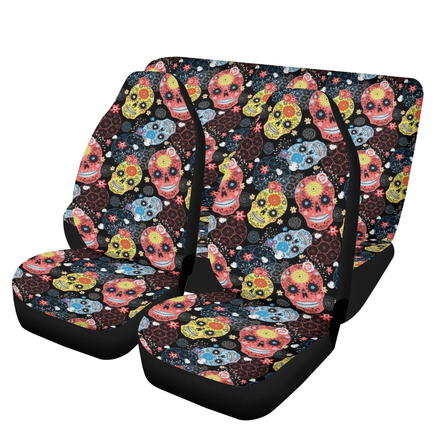 Sugar skull car rug, dia de los muertos skull seat cover for car, floral sugar skull cover cushion accessories for Cars, cinco de mayo skull