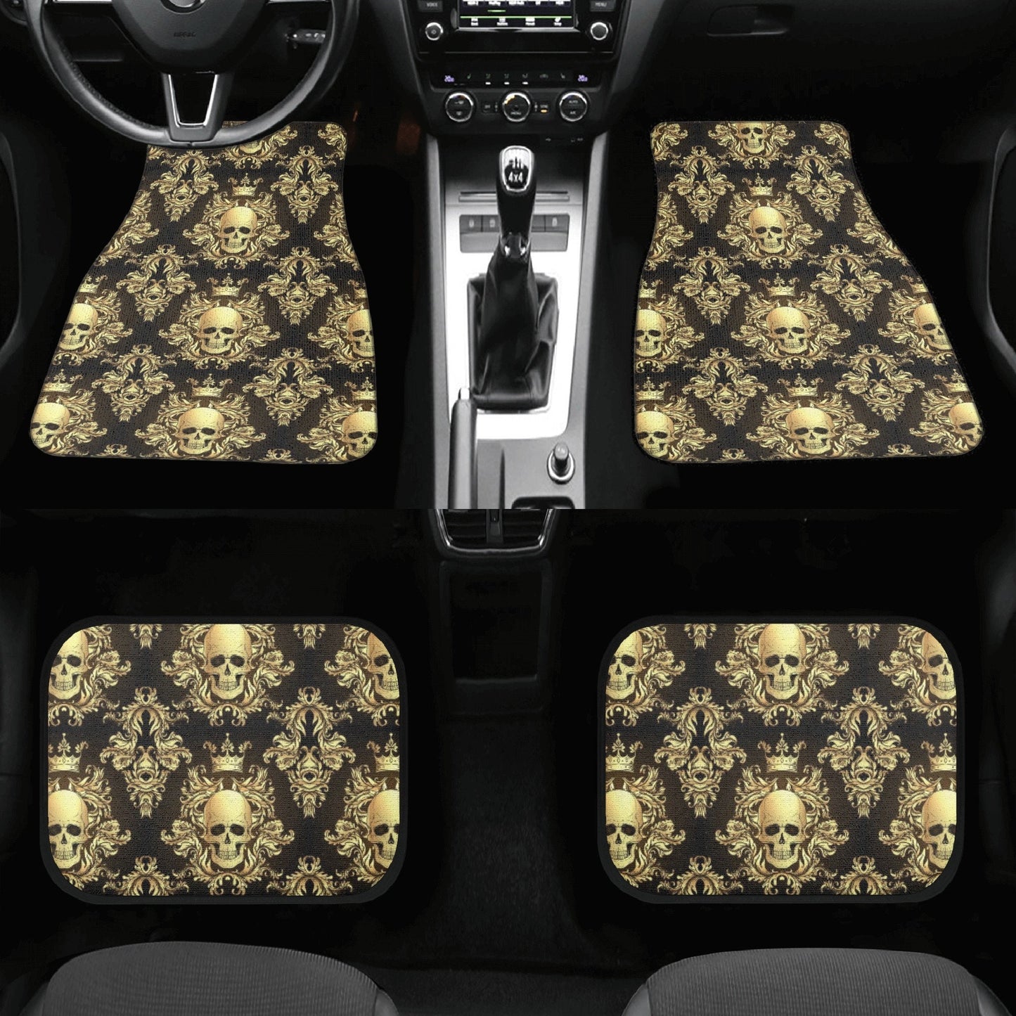 Skeleton seat cover for car, gothic skull car floor mat, grim reaper car seat cover, rose skull truck seat cover, skeleton car seat covers