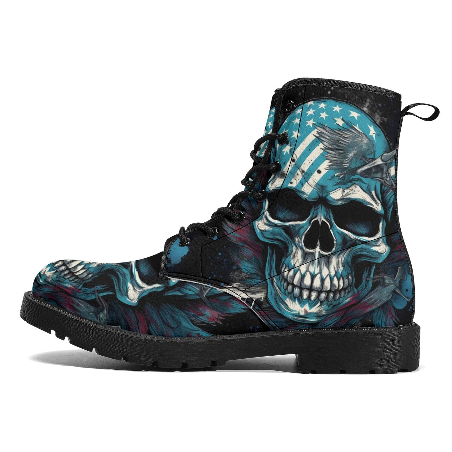 Goth waterproof boot, death skull shoes, biker skull ankle booties, gothic skull fashion leather boots, floral skull boots, goth shoes boots