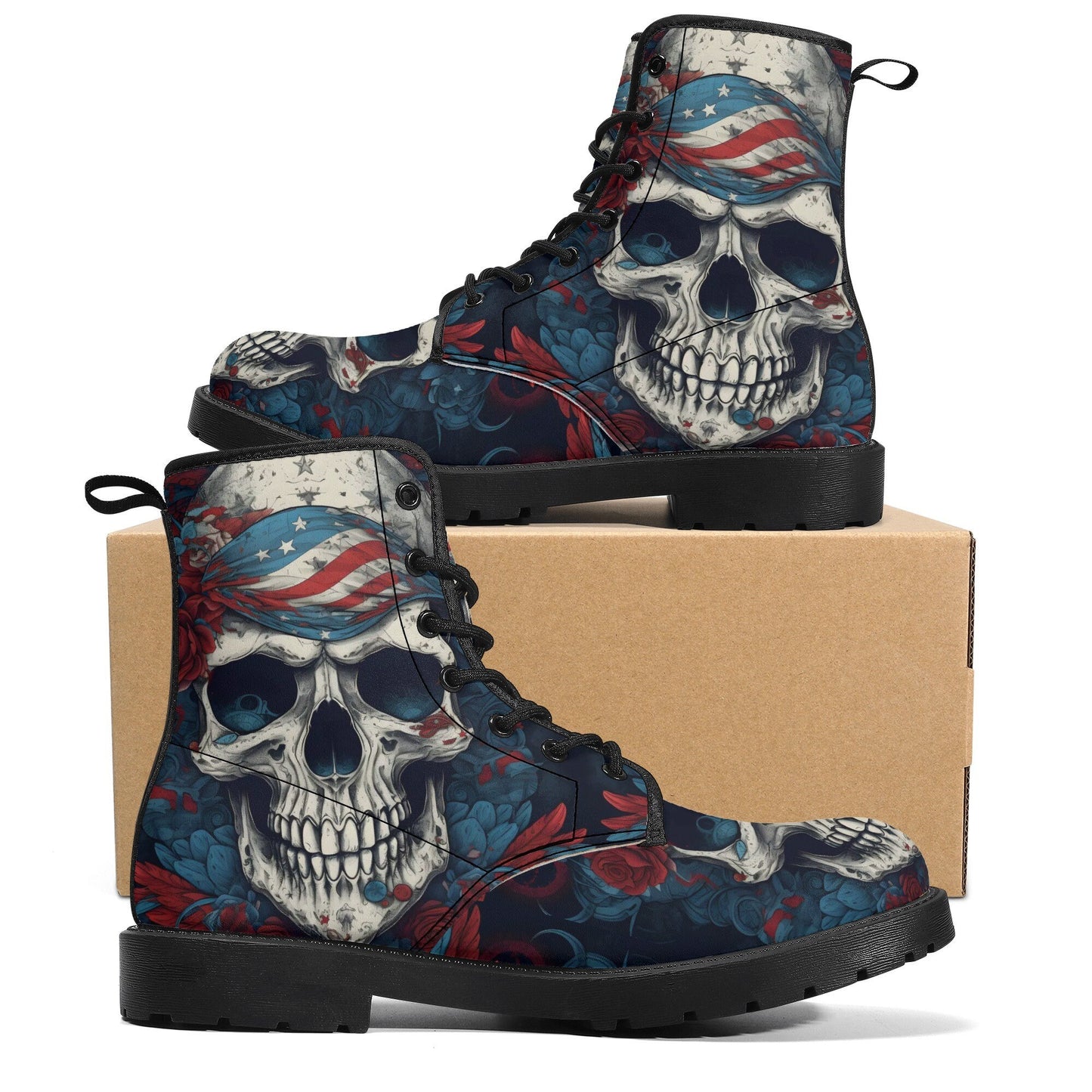 Grim reaper ankle Boots, punisher skull boots for men women, skull in fire unisex shoes, flower skull men women shoes, skeleton gothic boots