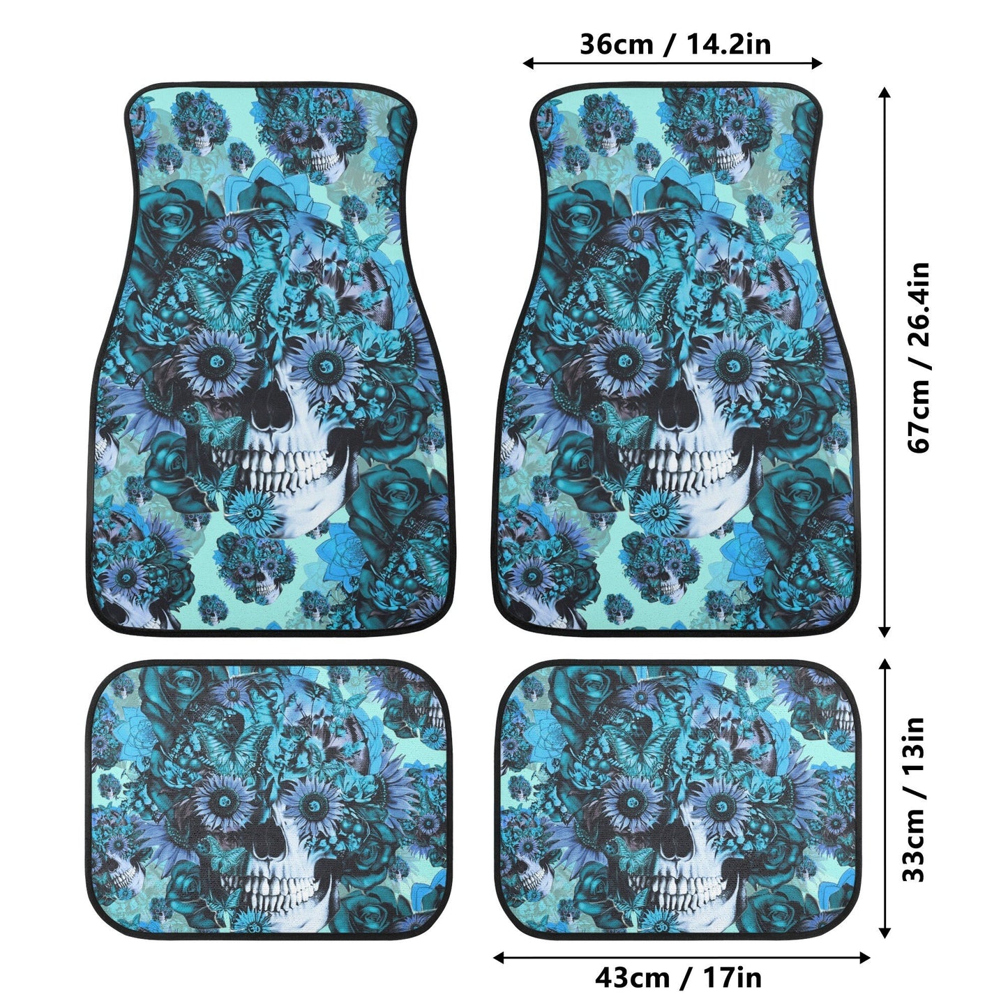 Rose skull car mat, punisher skull car protector, rose skull seat cover protector, death skull truck seat cover, floral skull car mat floor