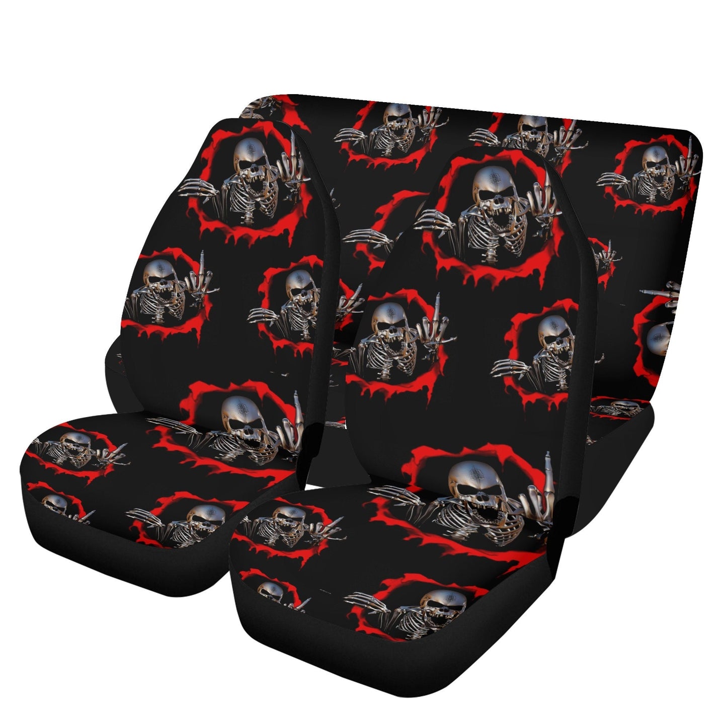 Flame skull car rug, death skull car seat cover full set, rose skull rug mat for car, horror seat cover for car reaper skull car accessories