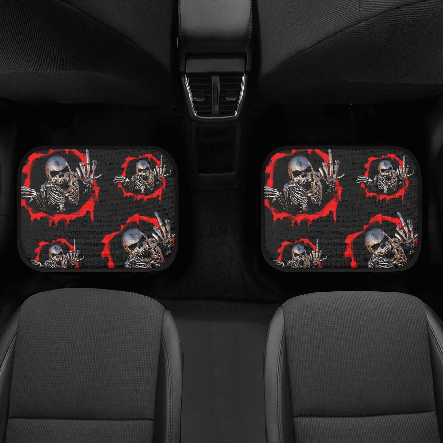 Flame skull car rug, death skull car seat cover full set, rose skull rug mat for car, horror seat cover for car reaper skull car accessories