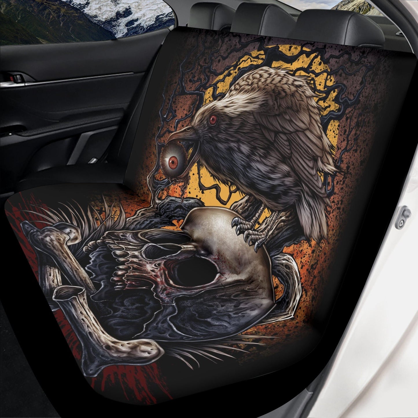 Motorcycle skull car protector horror rug for car flaming skull car mat christmas skull car seat protector motorcycle skull truck seat cover