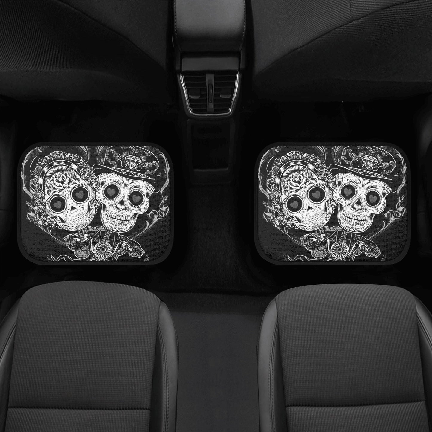 Sugar skull seat cover for car, candy skull car accessories, floral sugar skull rug for car, dia de los muertos skull truck seat cover mats