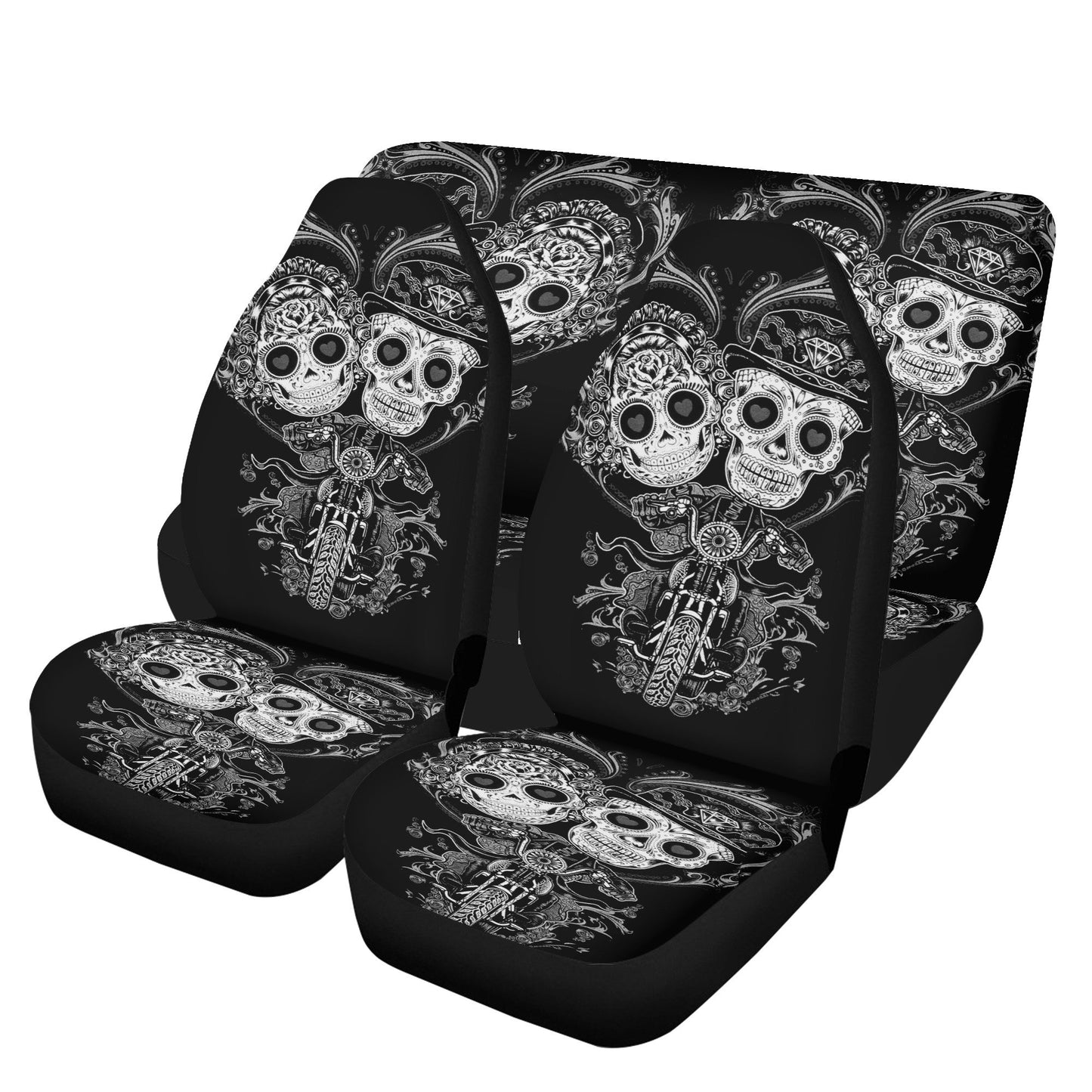 Sugar skull seat cover for car, candy skull car accessories, floral sugar skull rug for car, dia de los muertos skull truck seat cover mats