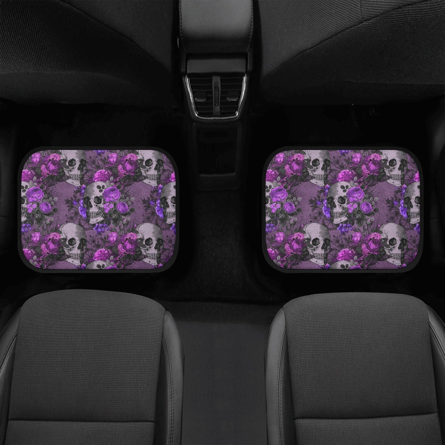 Flower skull rug mat for car, biker skull car seat protector, floral skull cover cushion accessories for Cars skull seat cover protector mat