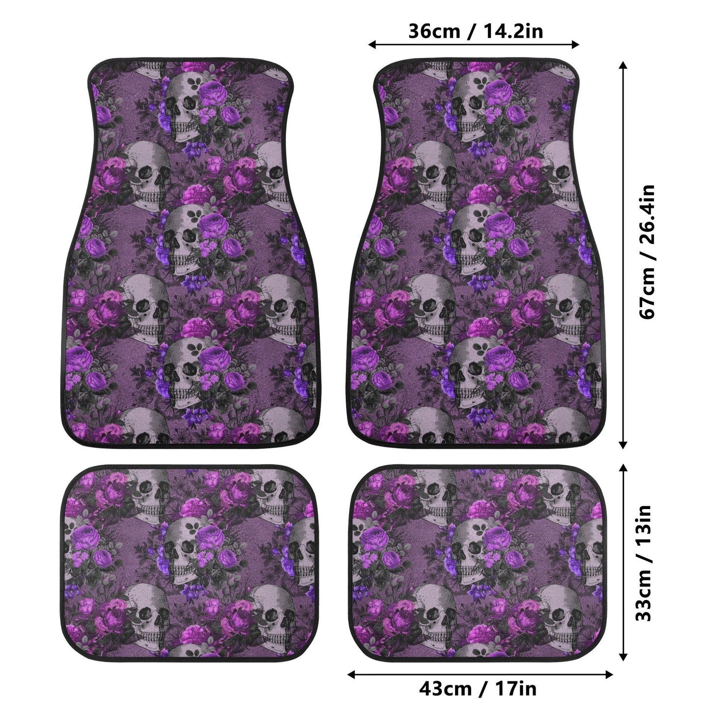 Flower skull rug mat for car, biker skull car seat protector, floral skull cover cushion accessories for Cars skull seat cover protector mat