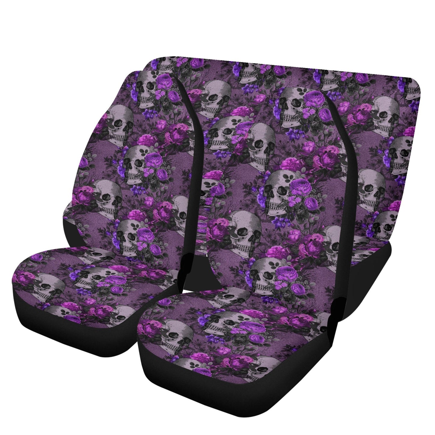 Flower skull rug mat for car, biker skull car seat protector, floral skull cover cushion accessories for Cars skull seat cover protector mat