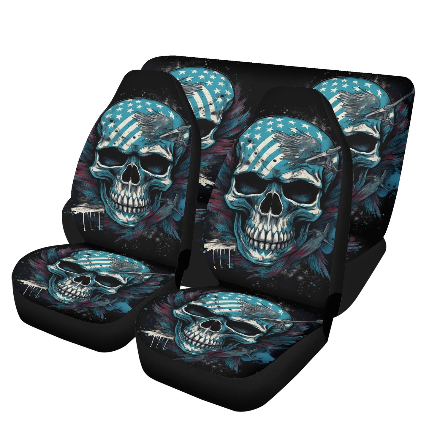 Goth seat cover for truck, halloween car accessories, flame skull car accessories, flower skull car seat tool, flame skull rug for car truck