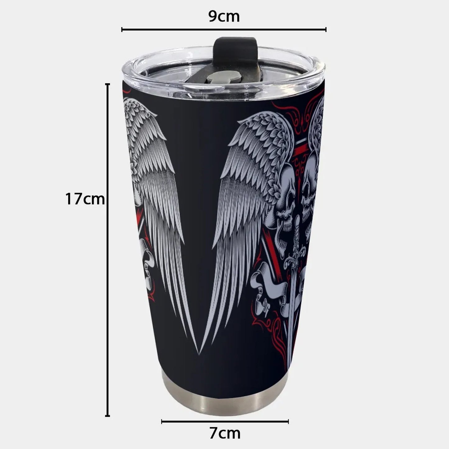 Wings skull freezer Mug, gothic skull beer mug, goth jumbo Mug, flaming skull mug, evil tumbler cup mug, flame skull cup flame skull tumbler