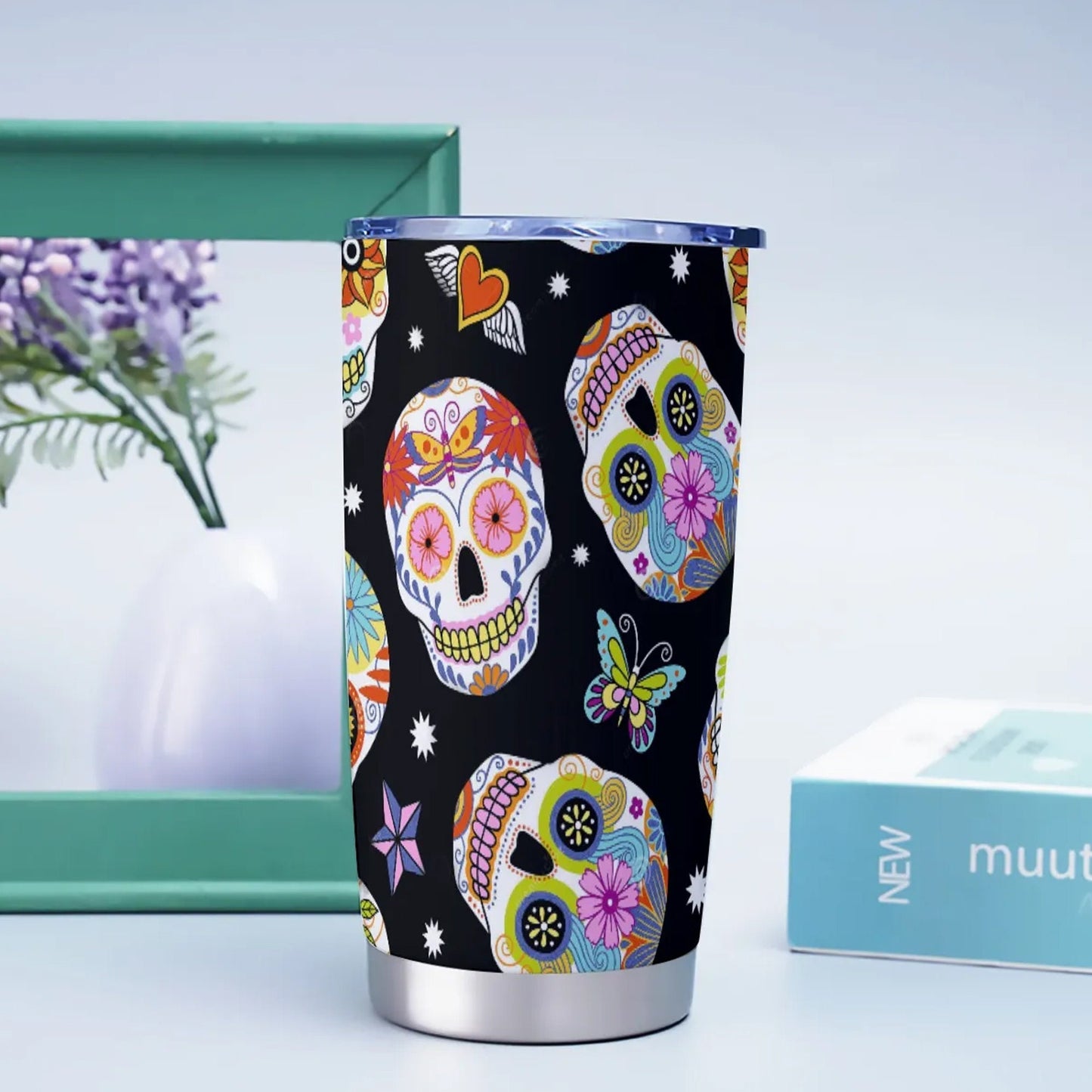 Sugar skull beer mug, dia de los muertos skull tumbler cup mug, candy skull tumbler cup mug, sugar skull girl mug, sugar skull tumbler cup