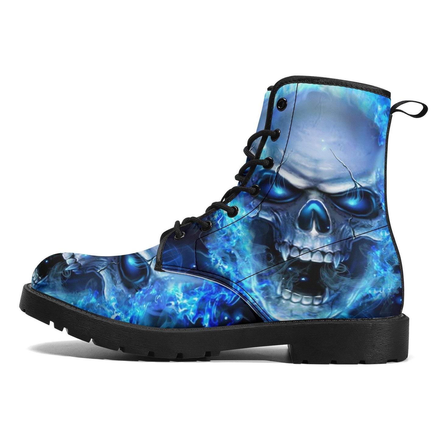 Flaming skull winter boots, rose skull unisex shoes, death skull boots, horror waterproof boot, skull ankle Boots, flaming skull shoes boots