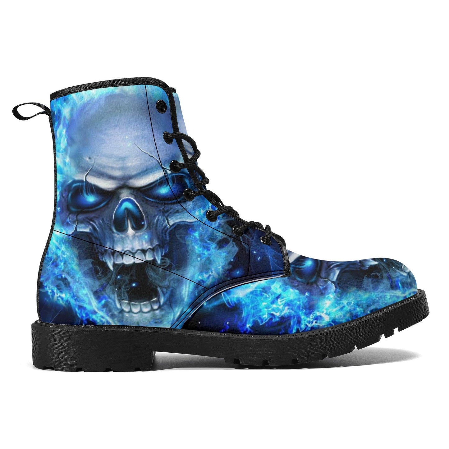 Flaming skull winter boots, rose skull unisex shoes, death skull boots, horror waterproof boot, skull ankle Boots, flaming skull shoes boots