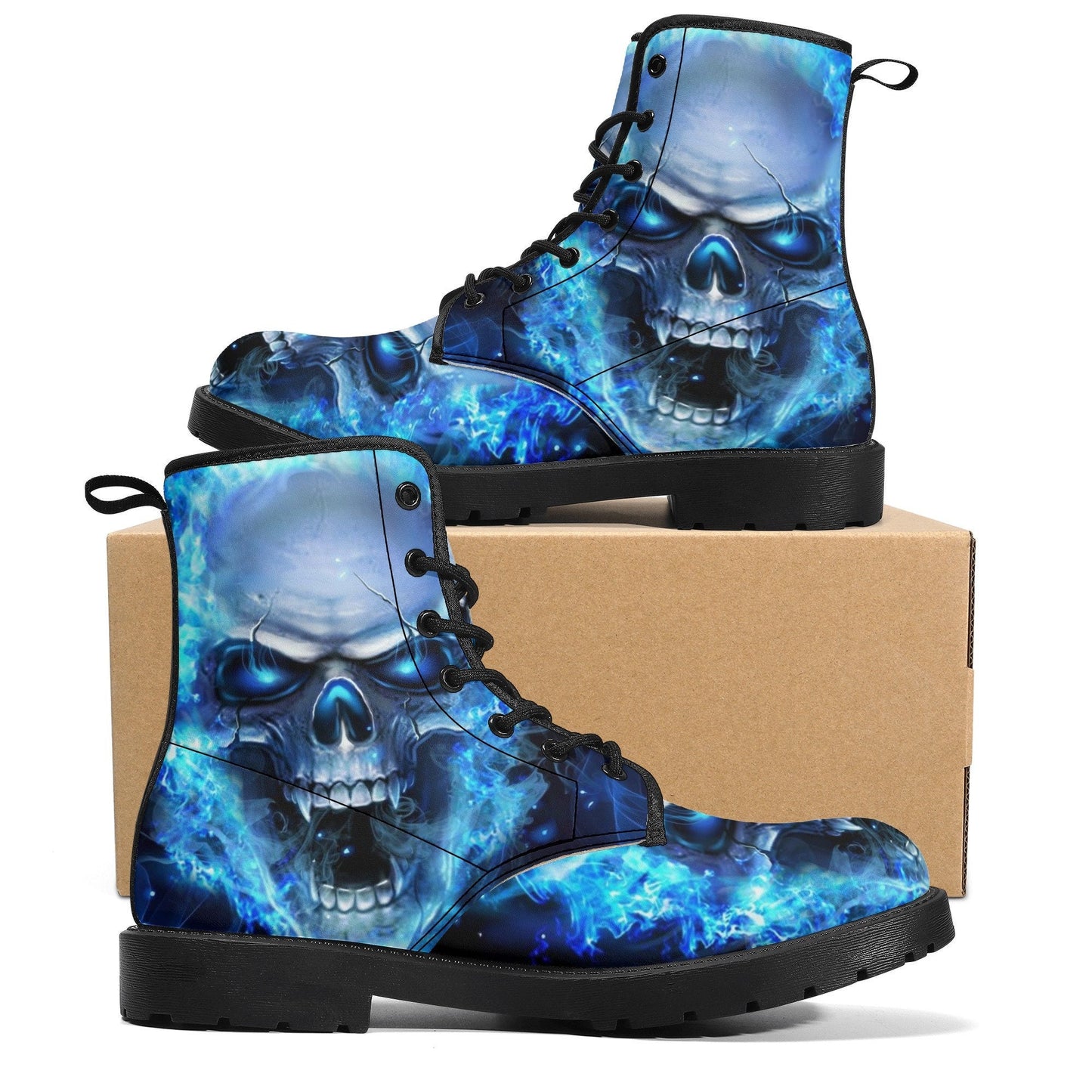Flaming skull winter boots, rose skull unisex shoes, death skull boots, horror waterproof boot, skull ankle Boots, flaming skull shoes boots