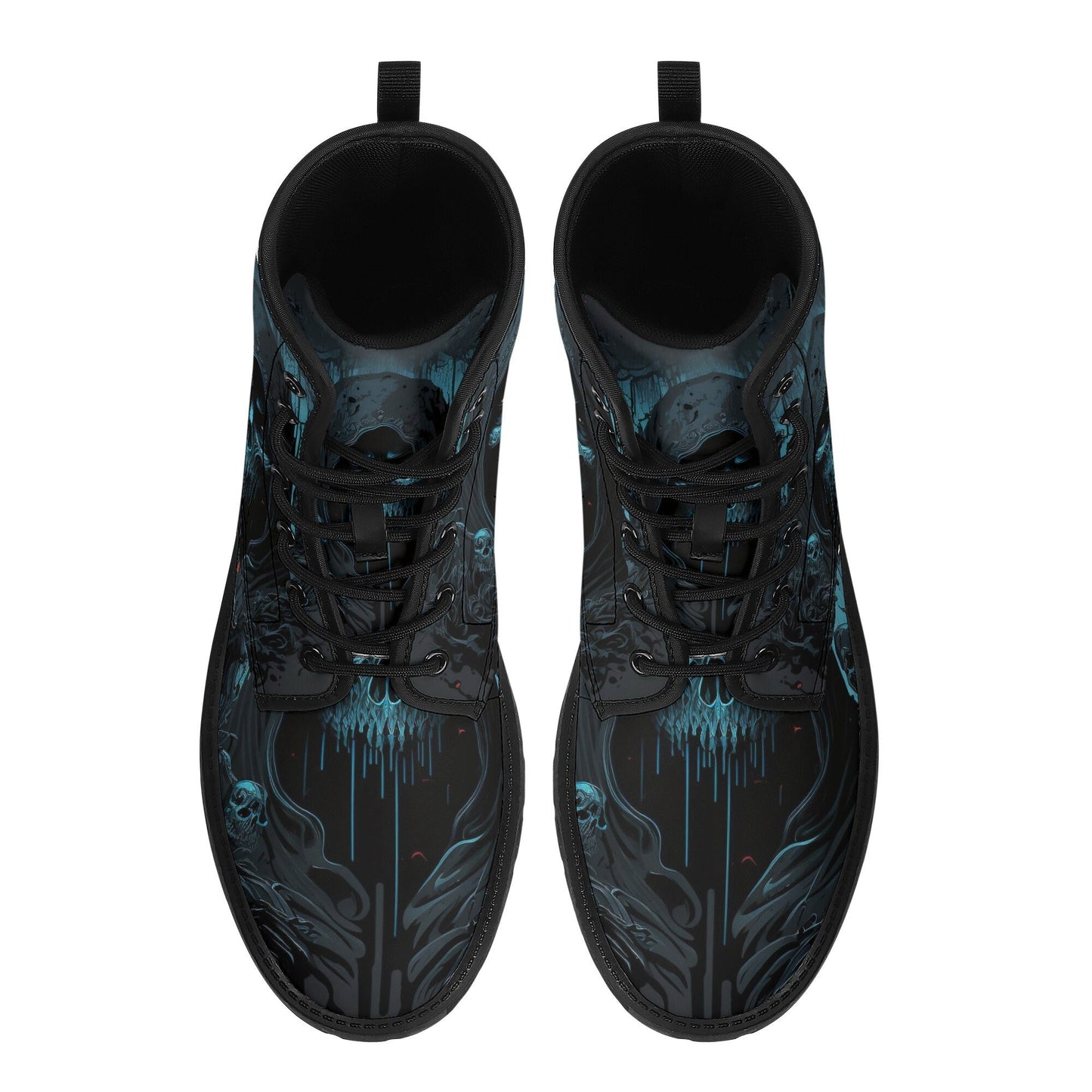 Gothic skull men women shoes, flame skull boots for men women, flame skull waterproof Lace Up Anti-Slip platform nooties, reaper skull boots