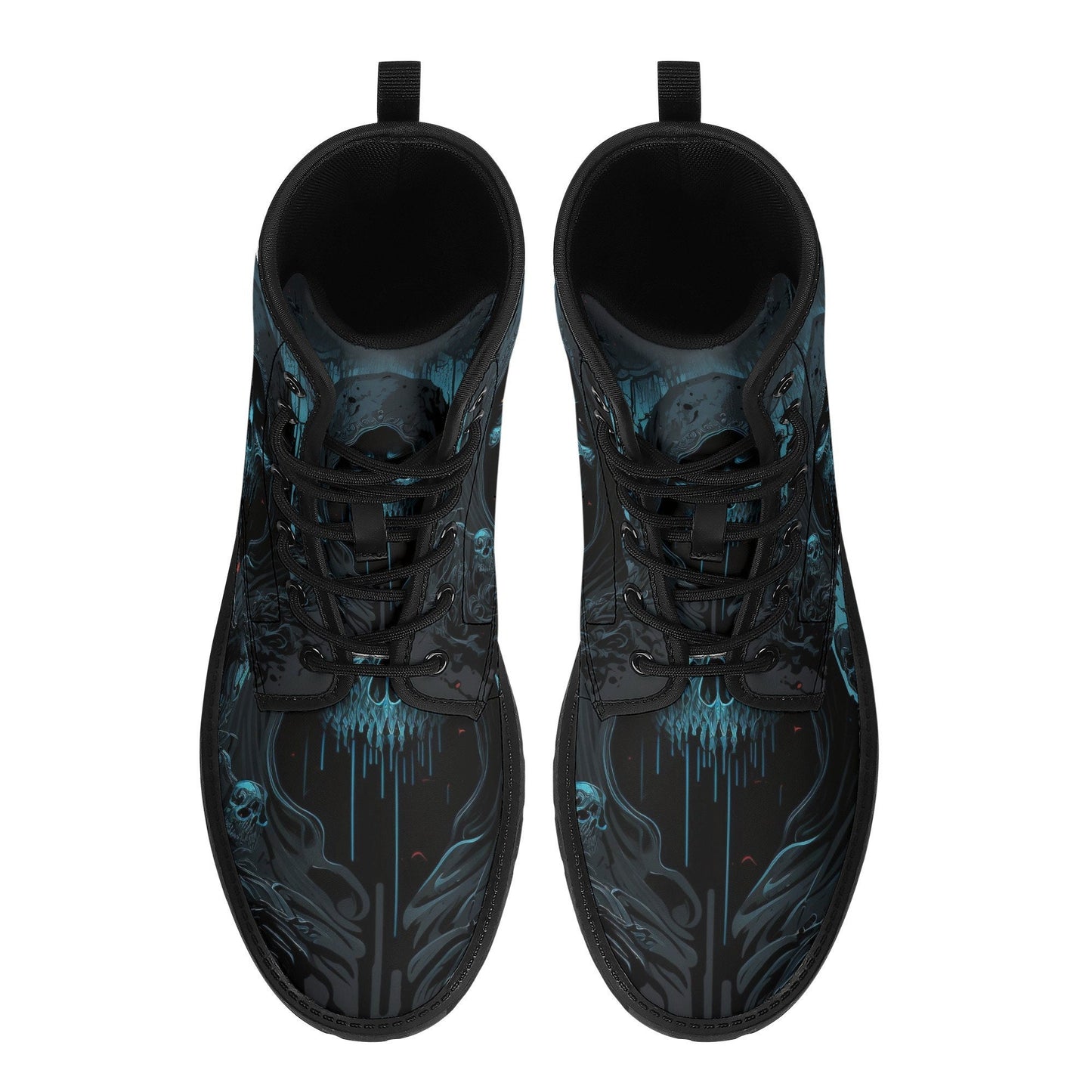 Gothic skull men women shoes, flame skull boots for men women, flame skull waterproof Lace Up Anti-Slip platform nooties, reaper skull boots