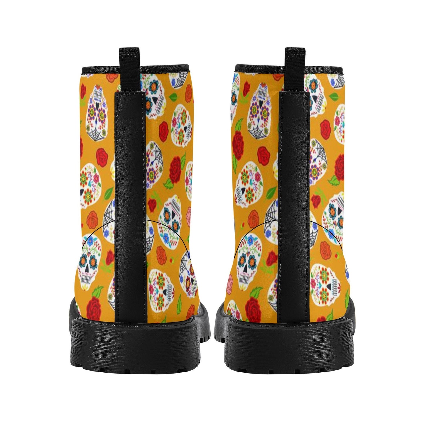 Candy skull winter boots, floral skull winter boots, dia de los muertos skull ankle booties, sugar skull girl ankle Boots floral skull boots