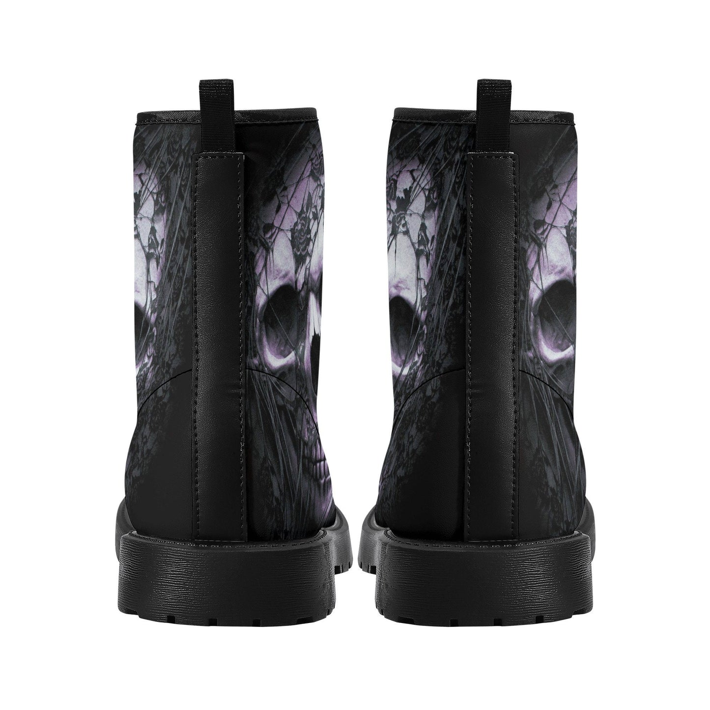 Goth fashion leather boots, flame skull boots, biker skull boots for men women, evil ankle booties, skeleton ankle Boots, gothic skull boots