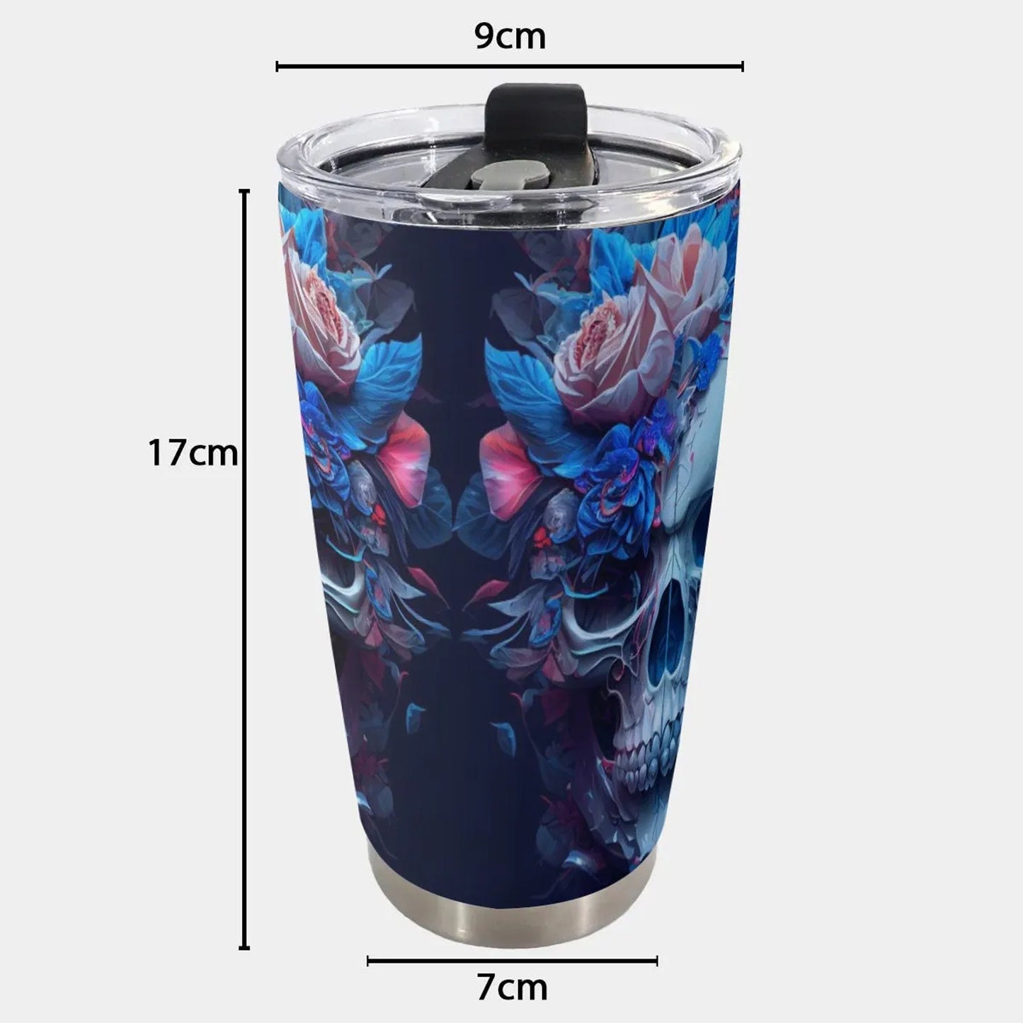 Flower skull tumbler cup mug, flower skull tumbler cup mug, flaming skull tumblr, flower skull mug, floral skull tumblr, flame skull mug cup