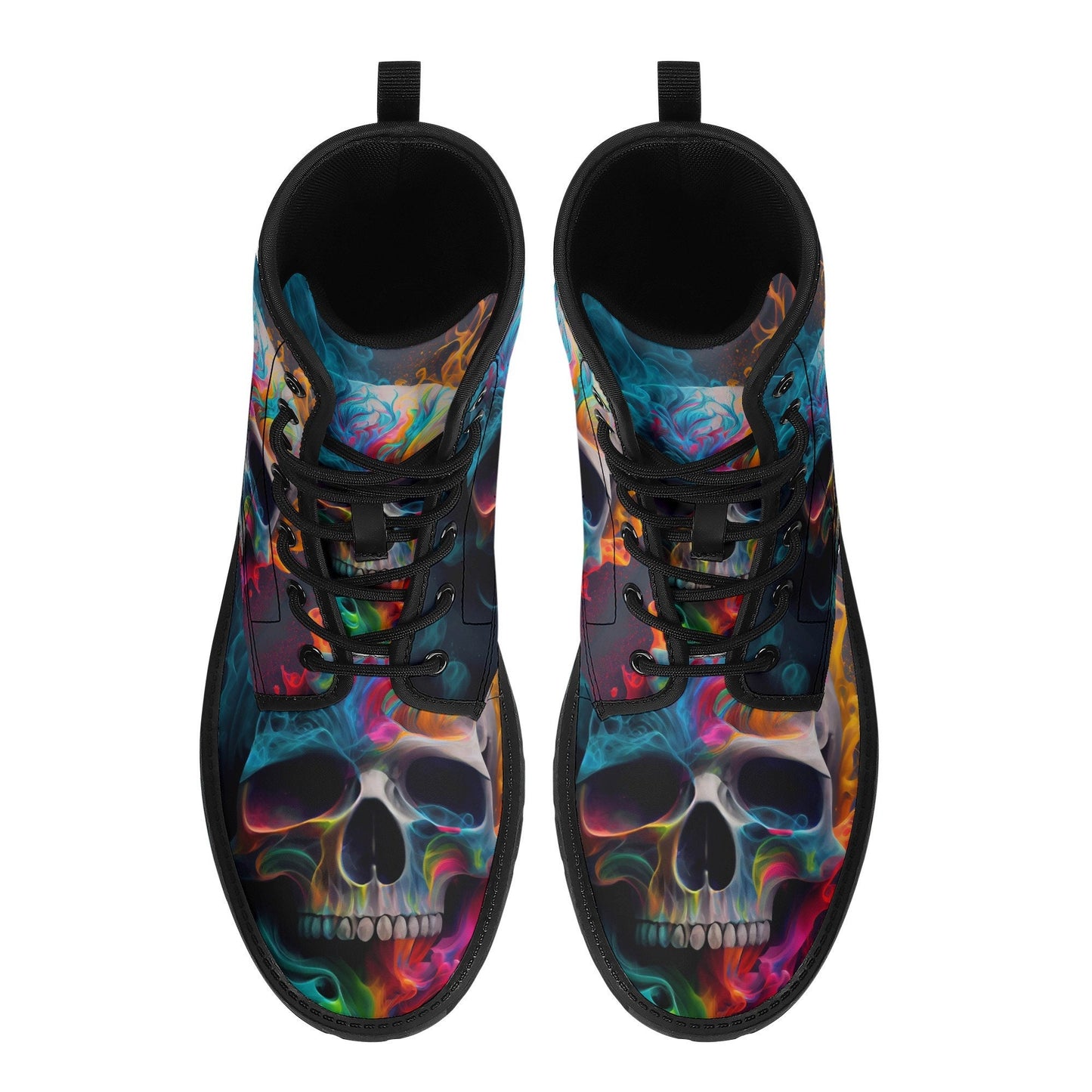 Colorful skull combat boots, motorcycle skull boots, halloween shoes, gothic skull men women boots, gothic skull men women boots skull boots