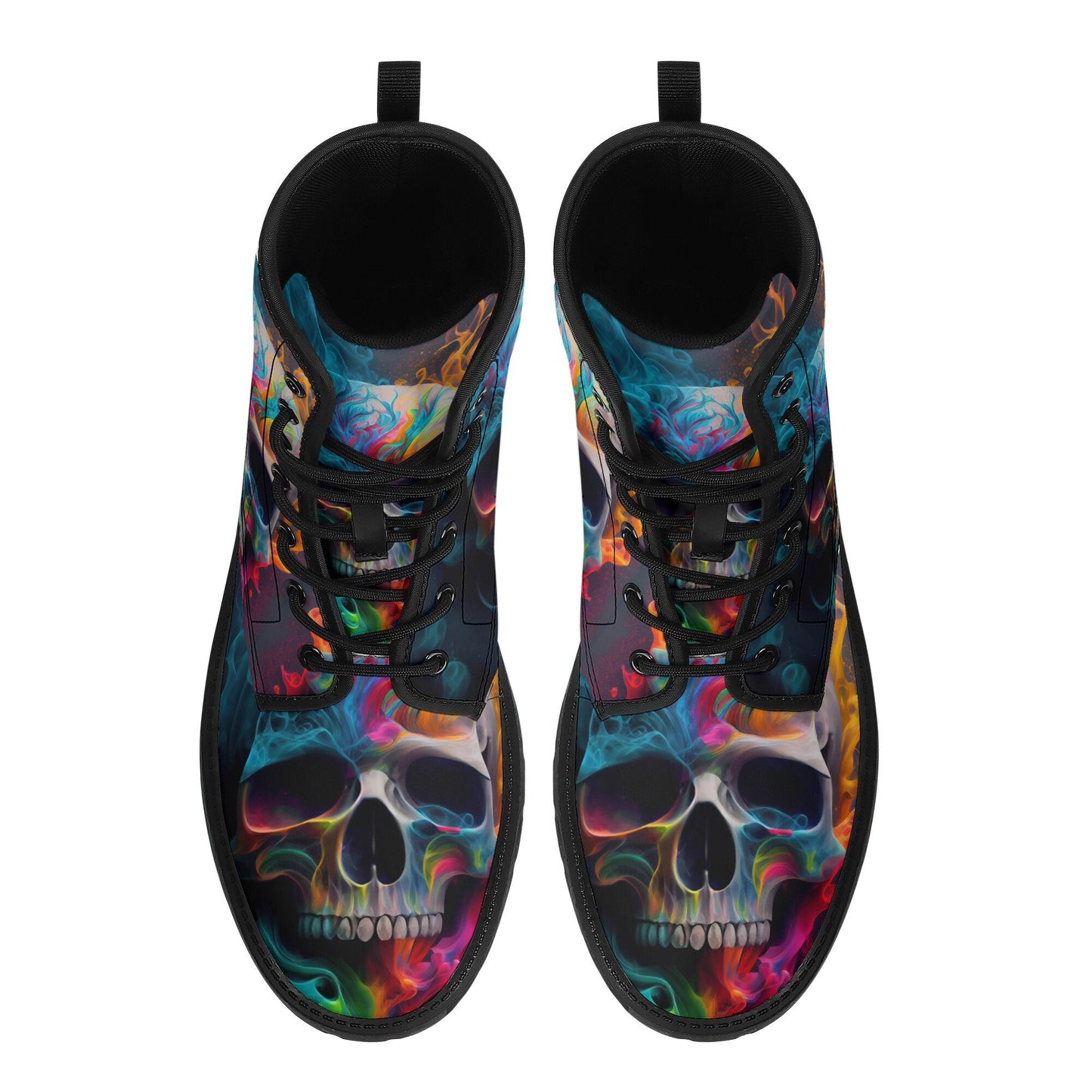 Colorful skull combat boots, motorcycle skull boots, halloween shoes, gothic skull men women boots, gothic skull men women boots skull boots