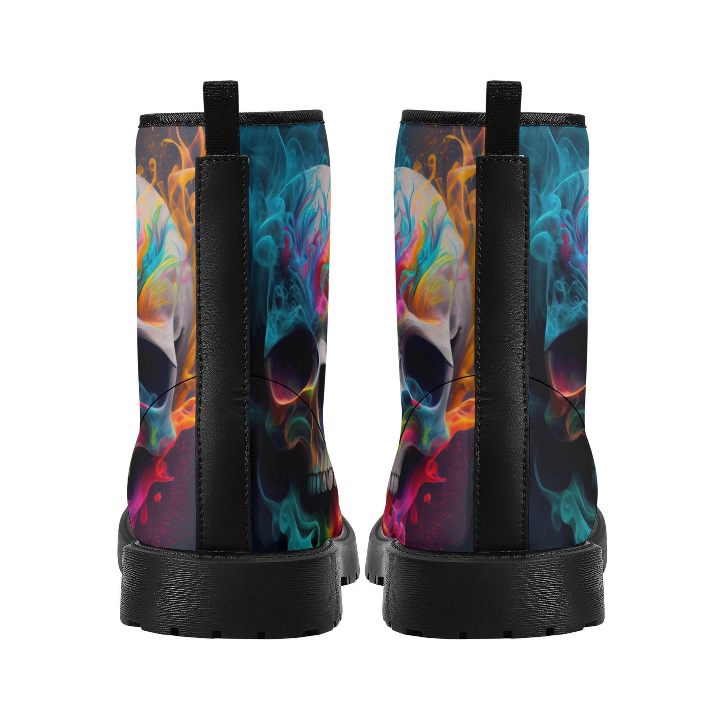 Colorful skull combat boots, motorcycle skull boots, halloween shoes, gothic skull men women boots, gothic skull men women boots skull boots