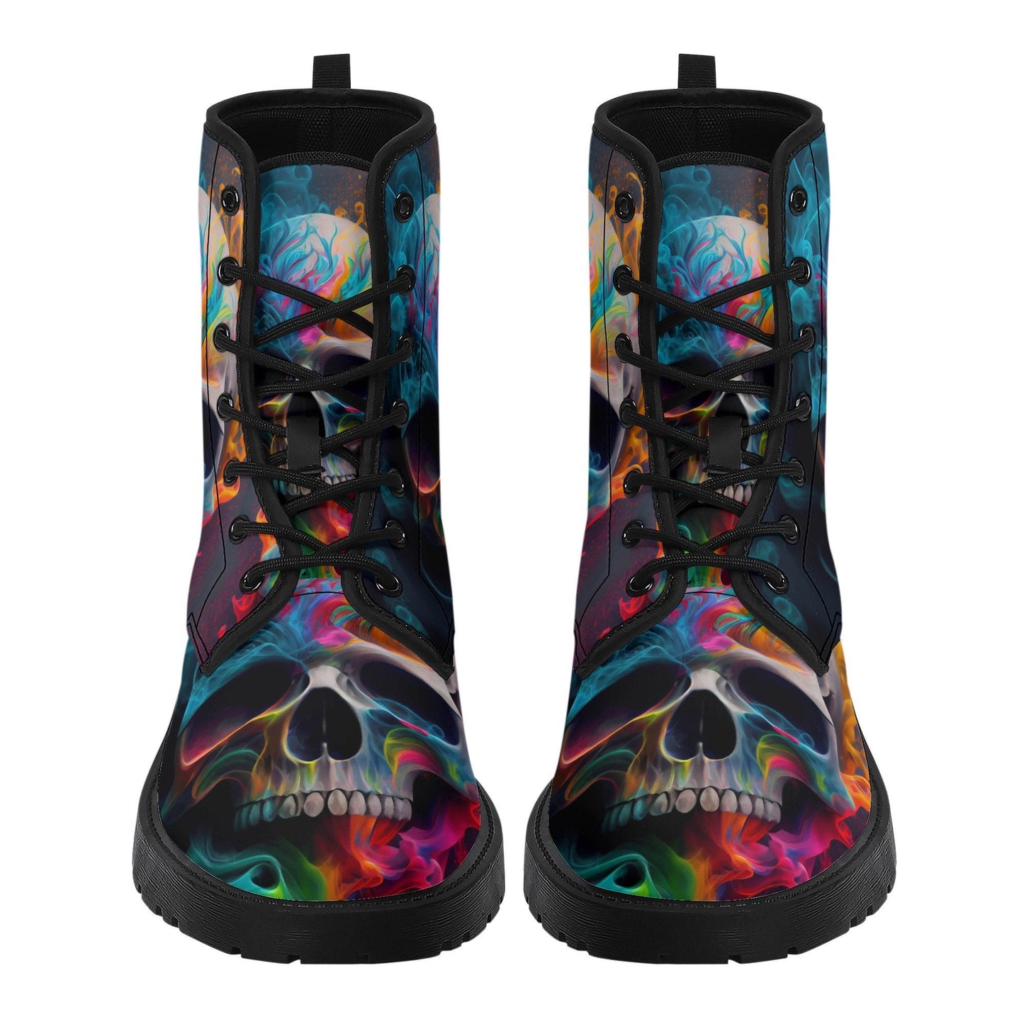 Colorful skull combat boots, motorcycle skull boots, halloween shoes, gothic skull men women boots, gothic skull men women boots skull boots