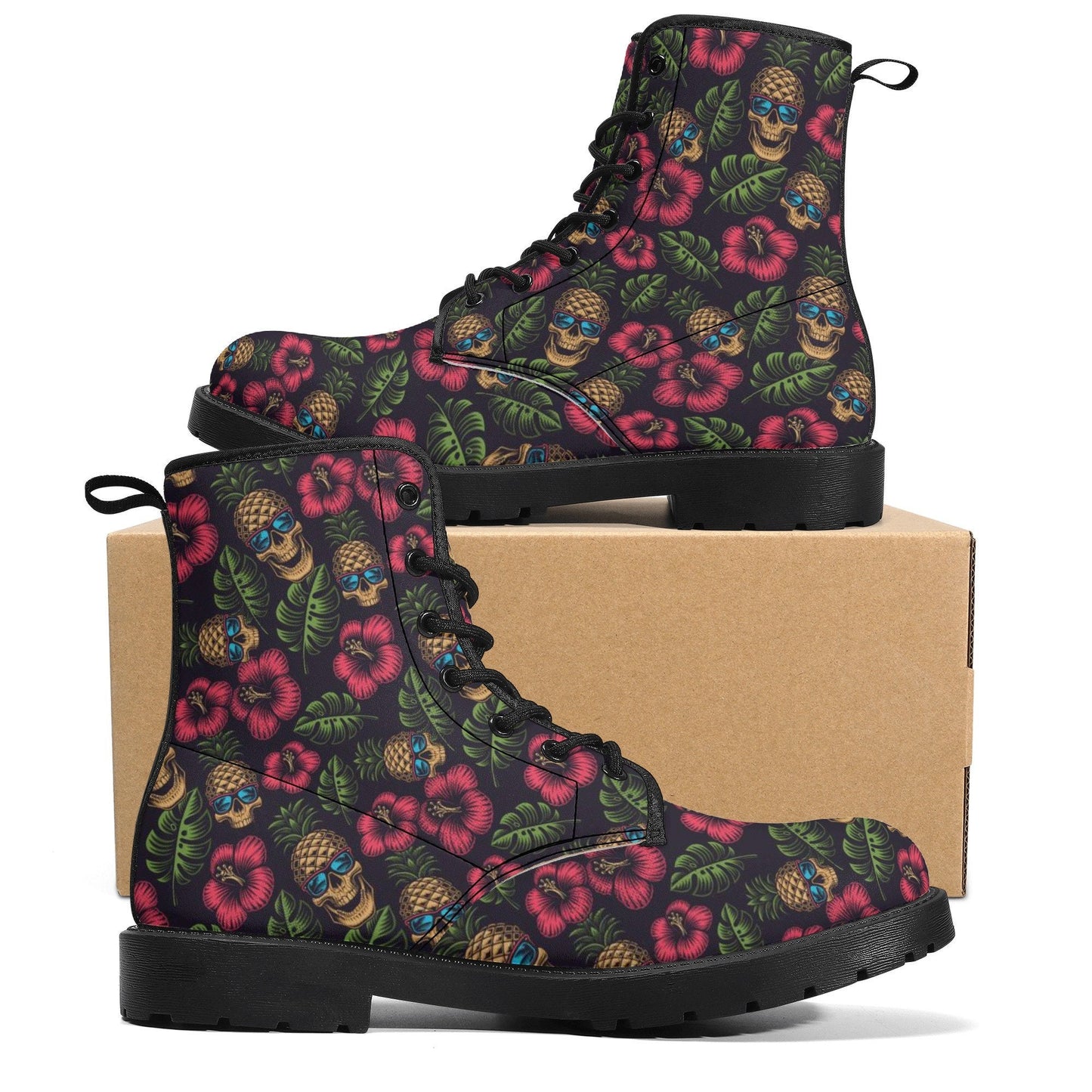 Floral skull boots, grim reaper winter boots, goth unisex boots, grim reaper fashion leather boots, halloween unisex shoes flame skull boots