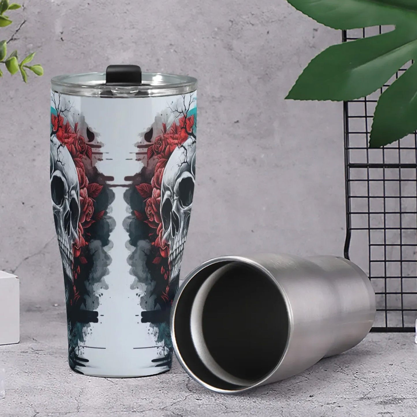 Punisher skull travel mug, grim reaper cup, skull beer mug, christmas skull travel mug, flower skull cup, halloween coffee mug tumbler cup
